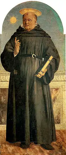 Saint Nicolas de Tolentino peint par Piero della Francesca.