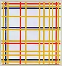 Mondrian, New York City. 1942, huile sur toile, 119,3 × 114,2 cm, Musée national d'Art moderne.