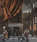 La Chambre du conseil à l'hôtel de ville d'Amsterdam, de Pieter de Hooch, montre un repentir au premier plan : le chien a été déplacé vers la droite.