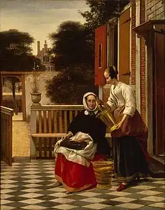 Pieter de Hooch, La Maîtresse et la servante au seau, vers 1660, musée de l'Ermitage