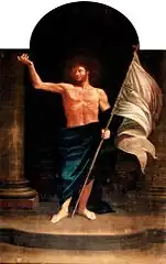 Le Christ ressuscité, peinture au maître-autel de Pietro Ercole Fava&nbsp;(it)