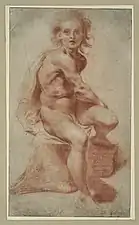 Pietro Faccini, Académie d'homme (seconde moitié du XVIIe&nbsp;siècle), sanguine et traces de rehauts de pierre blanche.