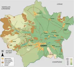Carte en couleurs présentant l'occupation des sols.