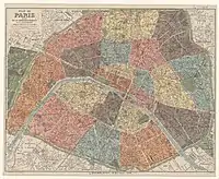 Plan de Paris divisé en 20 arrondissements, 1926.
