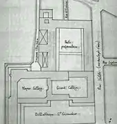 Carte du collège Sainte-Barbe entre 1884 après la suppression de la rue.