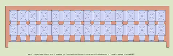 Restitution du plan de l'Orangerie du Château-Neuf.