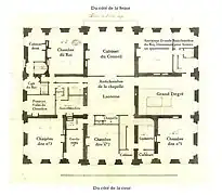 Distribution du premier étage de Bellevue, 1750.