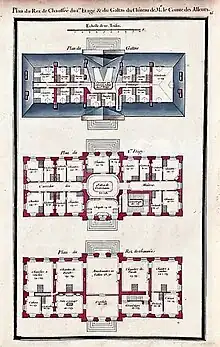 Plan du rez-de-chaussée, du premier étage et du galetas du château de Cherperine