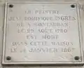 No 11 : plaque commémorative pour Jean-Auguste-Dominique Ingres.