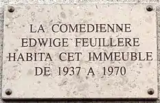Edwige Feuillère demeura au no&nbsp;16.