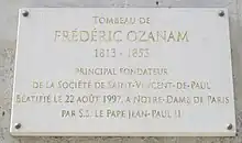 Plaques au n°70 rue de Vaugirard en hommage à Frédéric Ozanam.