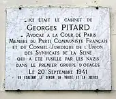 Plaque à la mémoire de Georges Pitard.