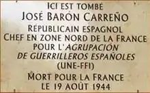 Plaque de la Libération de Paris devant le n°252 bis, à l'angle du boulevard avec la rue de Villersexel.