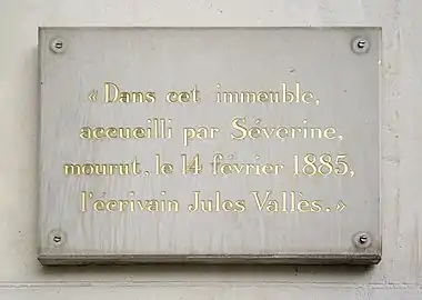 no&nbsp;77 du boulevard Saint-Michel (Paris) où est mort Jules Vallès.