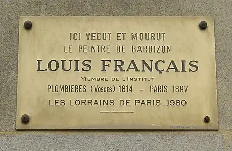 Plaque commémorative au 139, boulevard du Montparnasse à Paris.