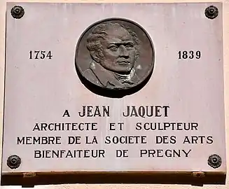 Plaque commémorative sur la façade de la maire de Pregny-Chambésy.