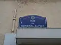 Plaque de rue du Général Aupick à Gravelines
