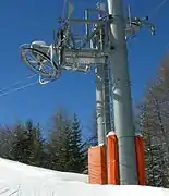 Pylône d'angle lorsque la ligne tourne