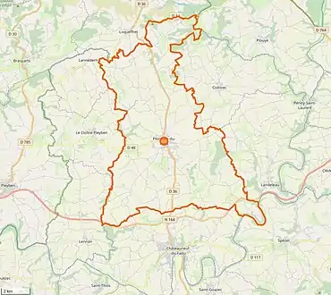 Carte en couleurs représentant les limites d'une commune.