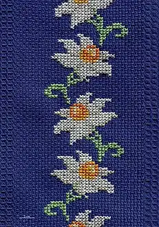 Point de croix sur bande de toile Aïda.