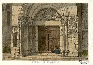 Le portail sur une aquarelle du XIXe&nbsp;siècle.