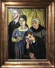 Suzanne Valadon, Portraits de famille, 1912, Paris, musée national d'Art moderne. De gauche à droite : André Utter, Suzanne Valadon, Maurice Utrillo, Madeleine Valadon.