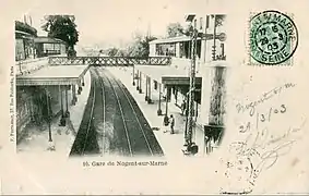 Ancienne gare de Nogent - Vincennes, au début du XXe&nbsp;siècle, située plus au nord sur la ligne de Vincennes.