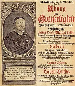 Praxis pietatis melica par Johann Crüger, un important hymnaire luthérien allemand du XVIIe siècle.