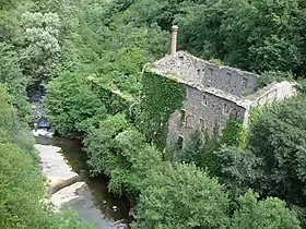 Moulin-usine en ruine au bord du Mézayon.