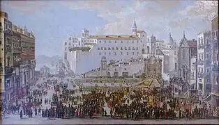 Antonio Joli (1700-1777) (copie d'époque), Procession de la Fête Dieu à Naples.