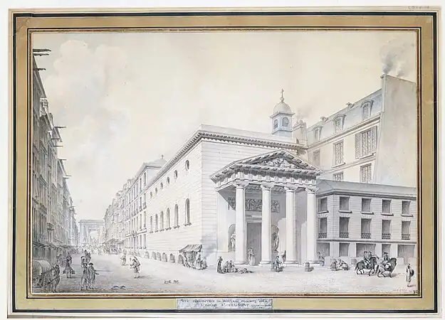 Vue de l'église conventuelle construite en 1782 le long de la rue Saint-Denis par Pierre Convers