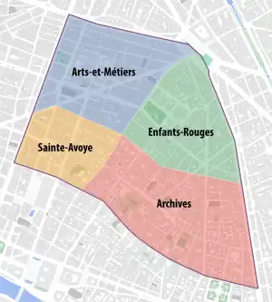 Les quartiers administratifs du 3e arrondissement.