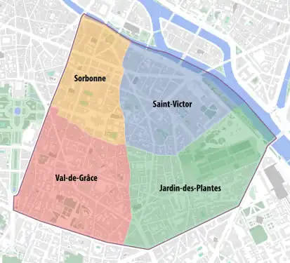 Les quartiers du 5e&nbsp;arrondissement.