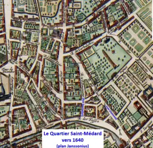 Quartier St-Médard vers 1640.