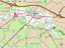 La réserve à l'ouest du centre-ville de Bavay, au sud de la voie rapide reliant Maubeuge à Valenciennes.