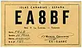 Carte QSL de EA8BF, Iles Canaries, Espagne (1951).