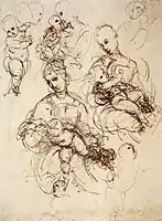 Développement de composition pour une Vierge à l'Enfant.