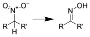 Schéma général de la réduction d'un nitroalcane en oxime