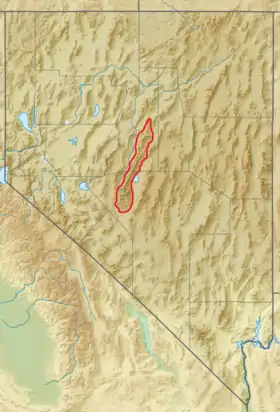 Carte de localisation du chaînon Toiyabe.