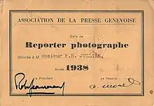 Carte de reporter datant de 1938 (verso)