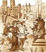 Le retable du crucifix de Saint-Maximin-la-Sainte-Baumepar Antoine Rozen (1520), dessin de Philippe Rostan (1886).