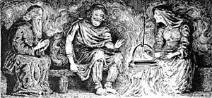 Rig dans la maison des arrière-grands-parents Áe et Edda par William Gershom Collingwood (1909).