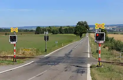 Route no&nbsp;34 et passage de trains non gardé.