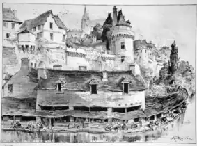 Les lavoirs dessinés par Albert Robida en 1890.