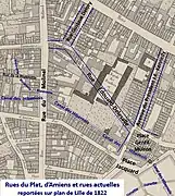 Emplacement de la rue Édouard Delesalle sur plan de 1822