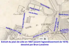 Rue Saint-Sébastien et rue du Metz sur plan de 1667
