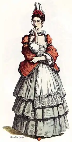 Colombine illustrée en costume du XVIIe&nbsp;siècle par Maurice Sand en 1860.