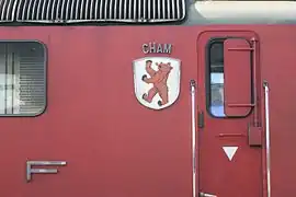 Détail de l'écusson de la Re 4/4 1178 « Cham »