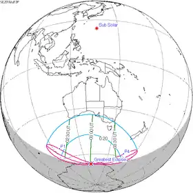 Carte de l'éclipse générale.