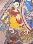 Détail du Tétramorphe : l'Homme symbolisant l'apôtre Mathieu, un ange aux ailes parsemées d'yeux ainsi qu'un autre ange à côté du Lion de l'apôtre Marc (copie)